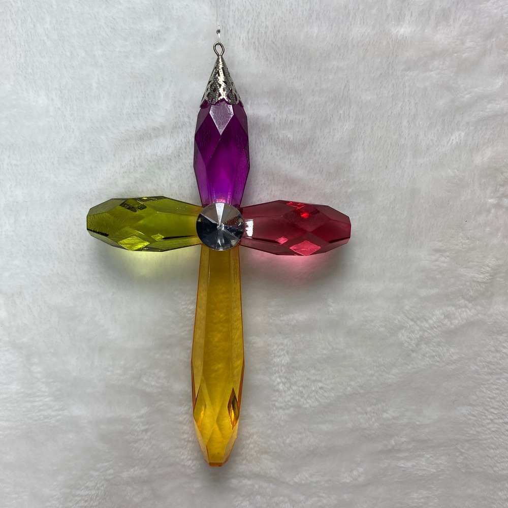 Multi Color Ganz Crystal Expressions Cross Christmas Ornament Suncatcher - Picture 5 of 13